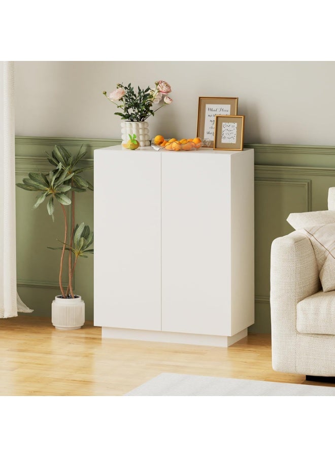 خزانة تخزين ارضية الحمام بباب مزدوج من هومهيدي وحدة للحمام منظمة حديثة رف قابل للتعديل غرفة المعيشة المدخل المطبخ ابيض خشب مُصنع - Image 1